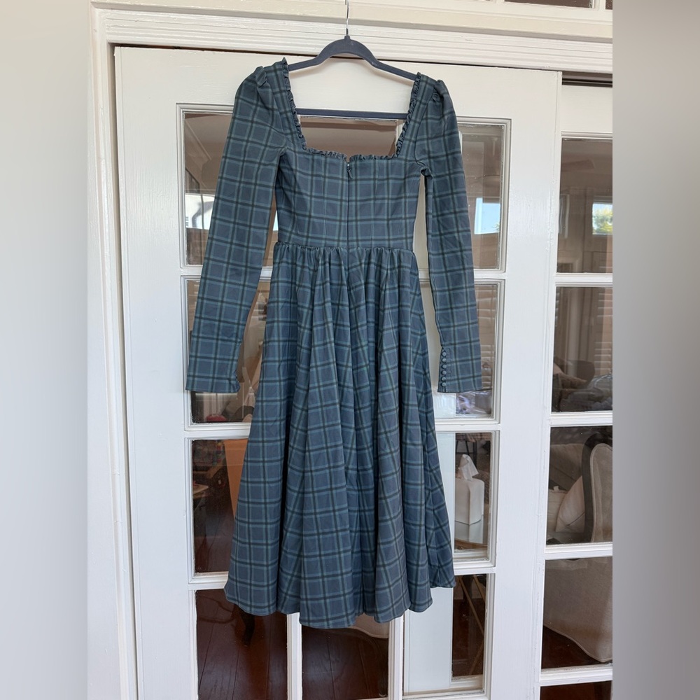 House of CB Navy Checkered Long Sleeve Dress - Picture 5 of 8